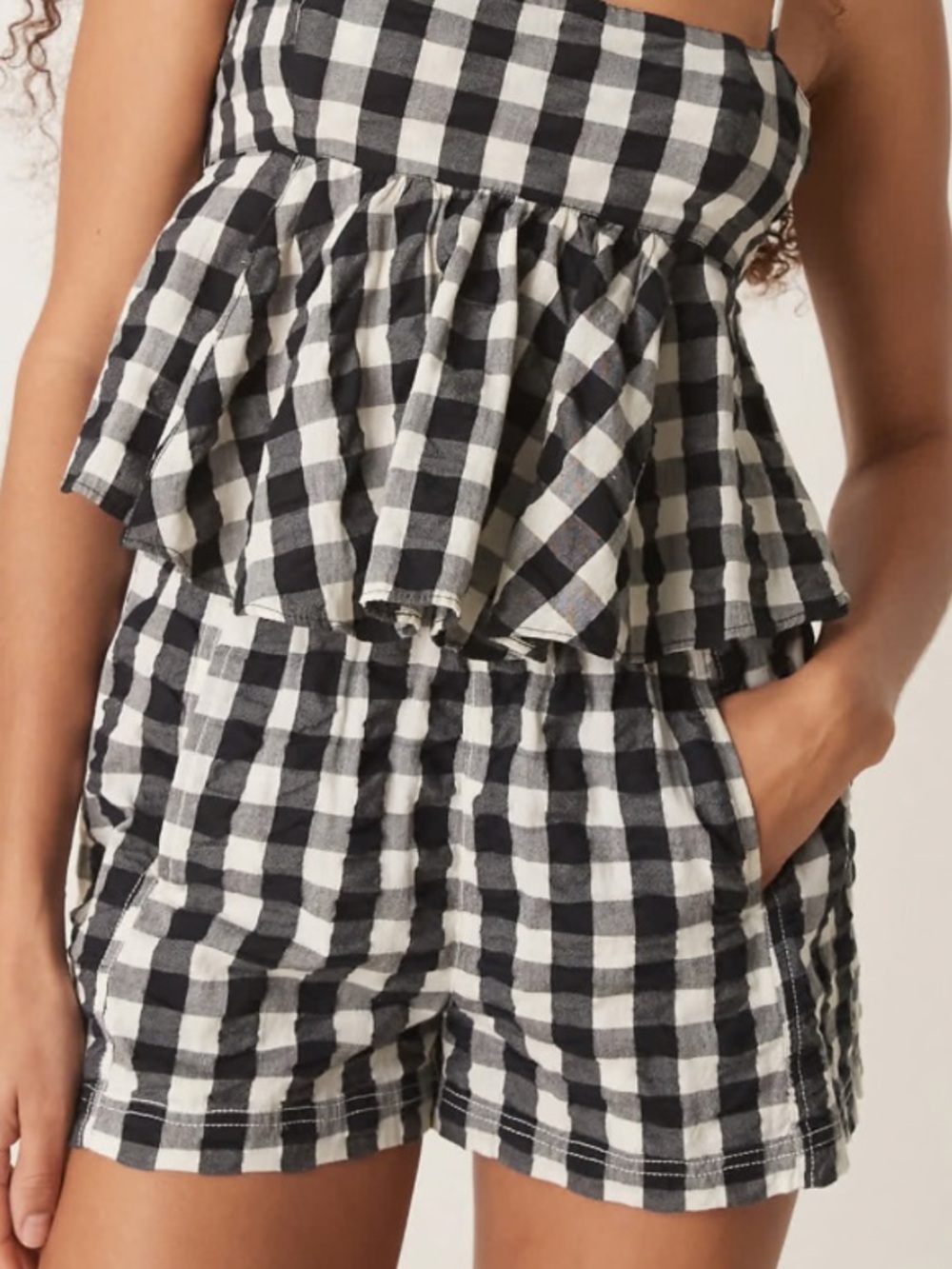 Free People Plaid Pull On Shorts